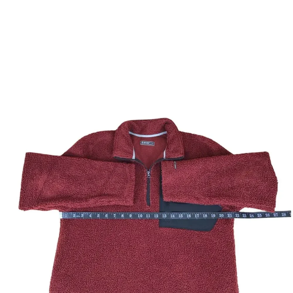 Hi-Tec Fleece Pullover Men’s Medium Maroon Red 1/4 Zip Outdoor Winter Cozy
